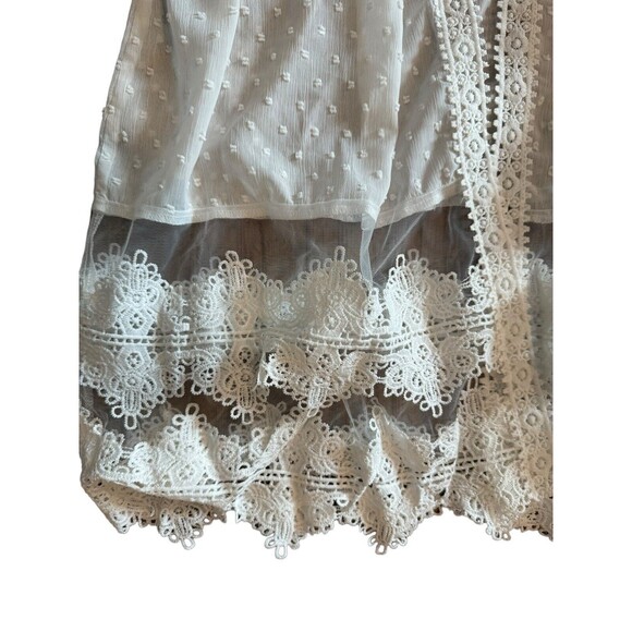 Miss Ord Lace Overlay Wedding Cover Up Beach Boho Contemporary Tie Cardigan Sz L - Picture 3 of 7